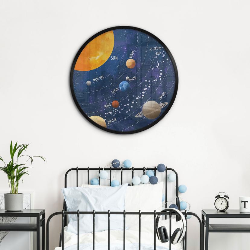 Poster sistema solare con pianeti e sole - Cats & Dotz - Rotondo