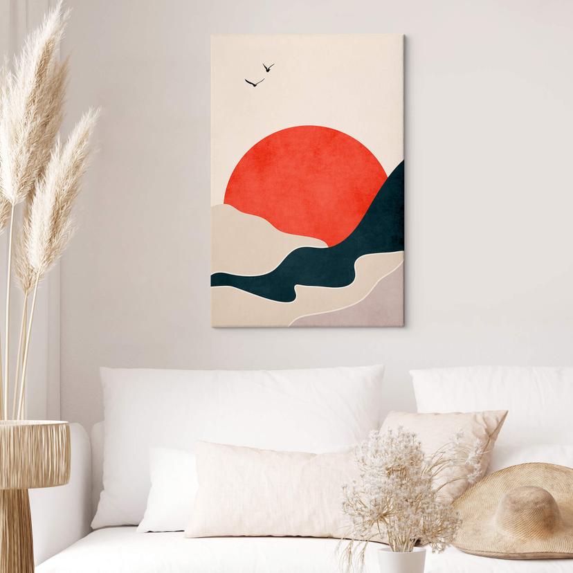 Stampa su tela Kubistika - Sunset with Birds