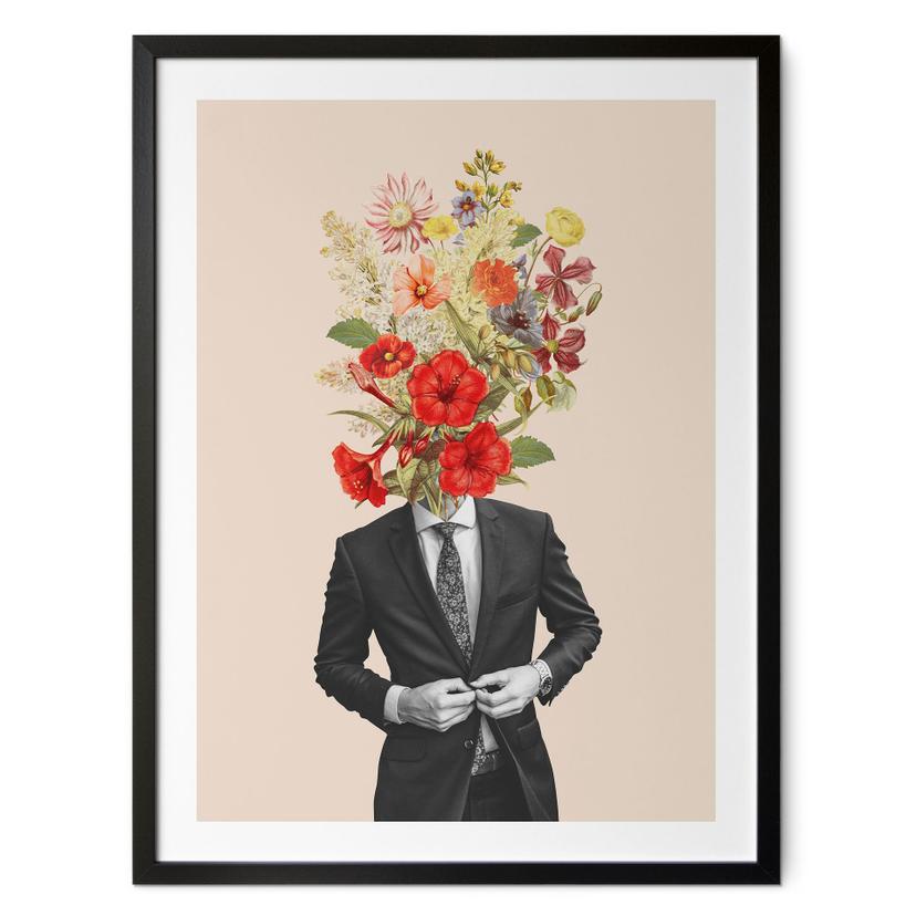 Póster hombre en traje con flores silvestres - Frida Floral Studio