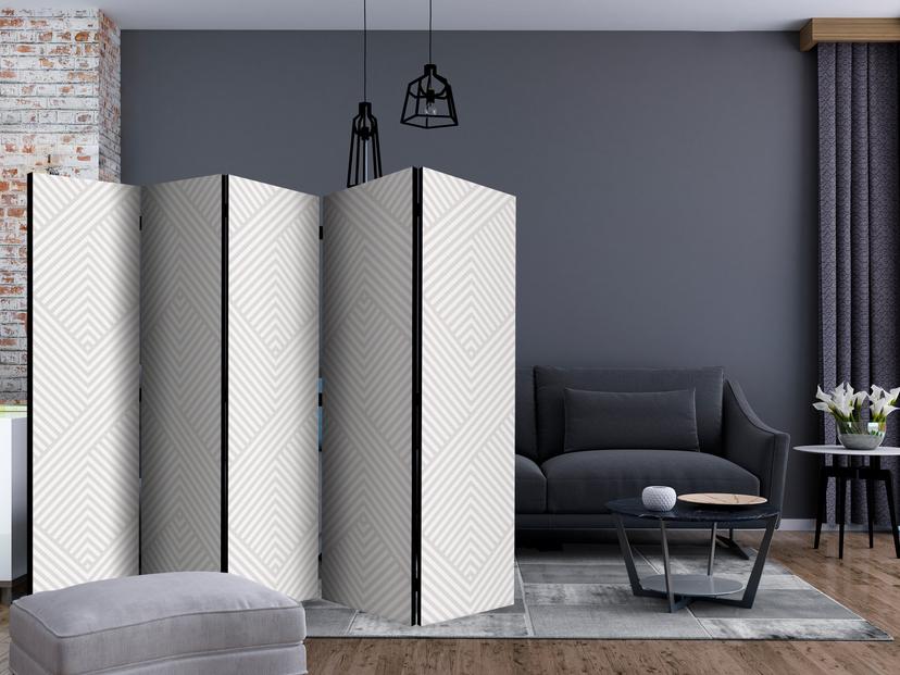 Schermo divisorio - Linee spezzate, 5 pezzi - 225x172 cm