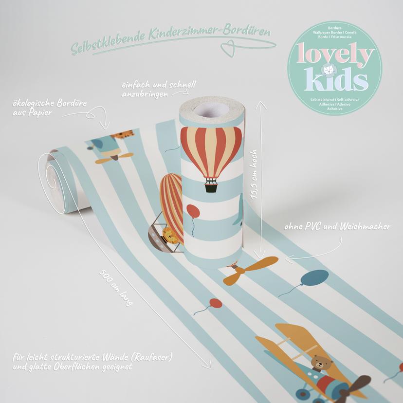 A.S. Création Lovely Kids Frise autocollante enfant - Bleu, Orange