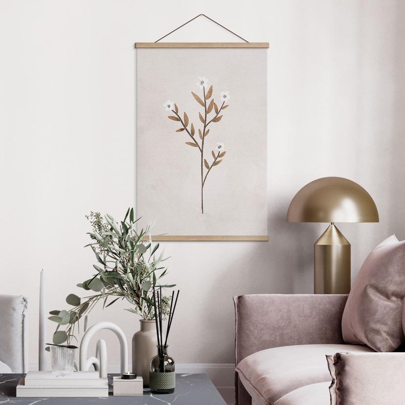 Textielposter Bloemenillustratie - Vergeet-me-nietje - Goed Blauw