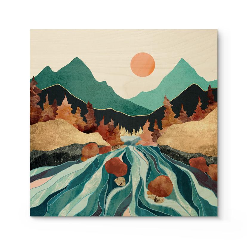 Billede af træ bjerg land flod - SpaceFrog Designs