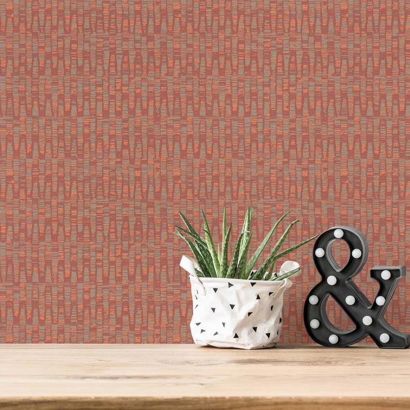 Papier peint design rouge orange - modèle papier peint intissé cuisine, salle à manger, couloir