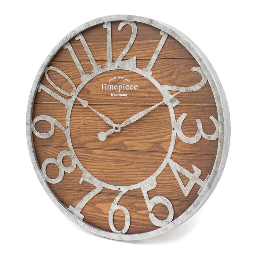 Industriële MDF wandklok met Afmeting grijze cijfers Ø50cm
