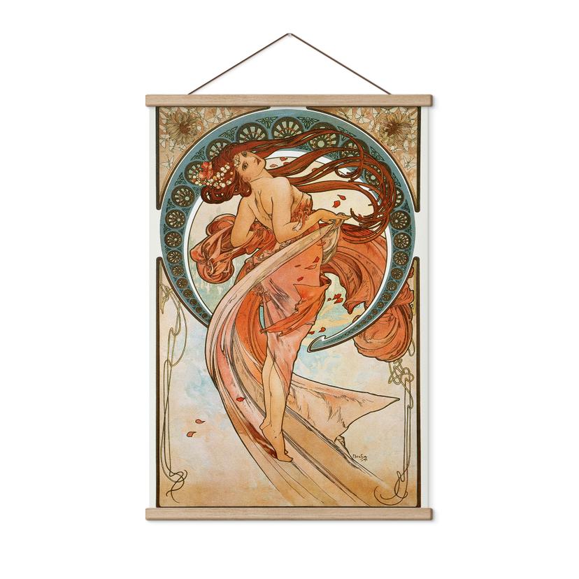 Tekstil plakat Mucha - Fire kunstarter: Dansen