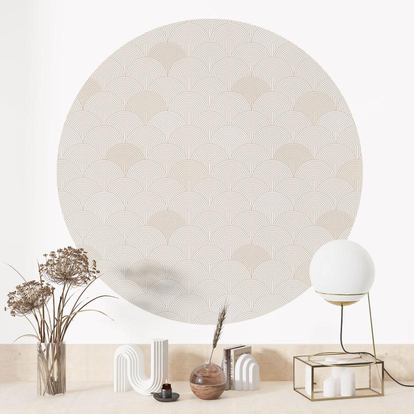 Vinilo decorativo Semicírculos abstractos en beige suave - Bloomery Decor - Redondo