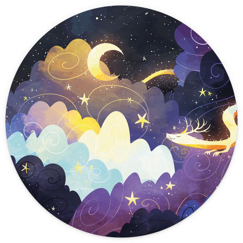 Fotomurale per bambini con aquilone che vola tra le nuvole stellate - DigitalArtsi - Rotondo - Autoa