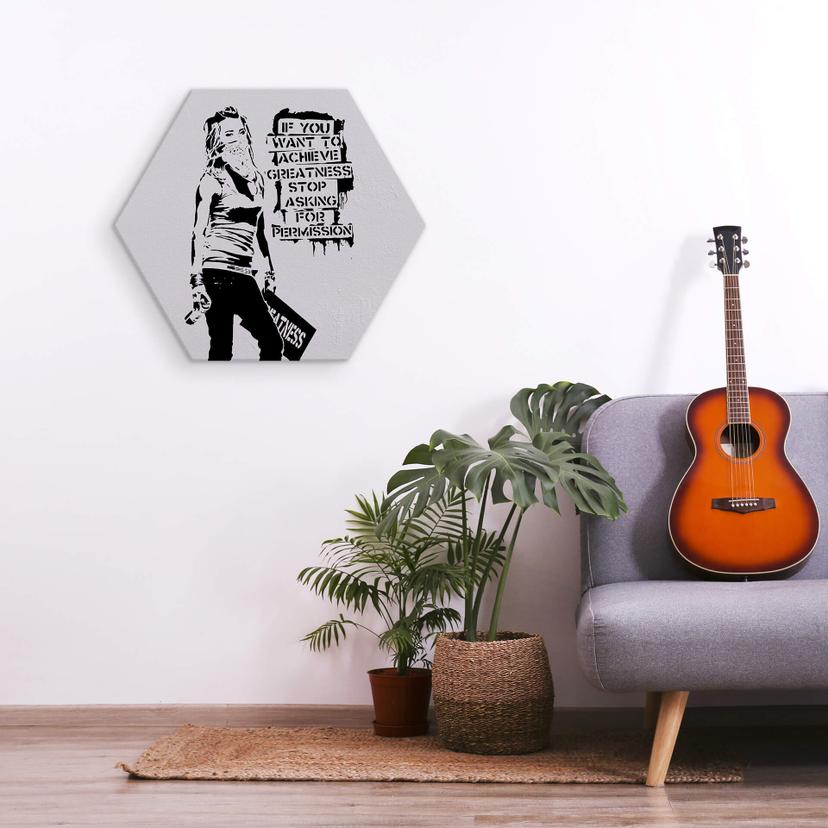 Esagono Alu-Dibond Banksy - Achieve Greatness