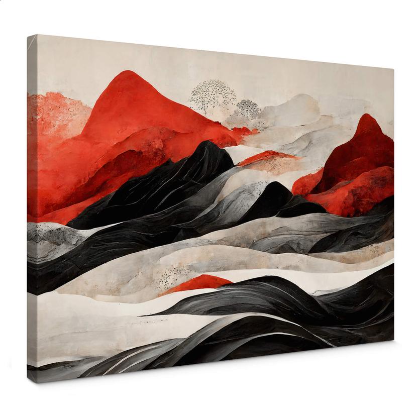 Lærredsprint - Treechild - Red Mountains in Japan