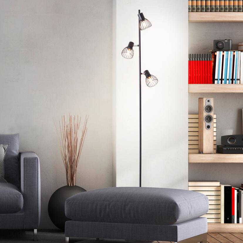 Stehleuchte Bruno, schwarz, 162 x 28 cm, Metall Stehlampe, dimmbar