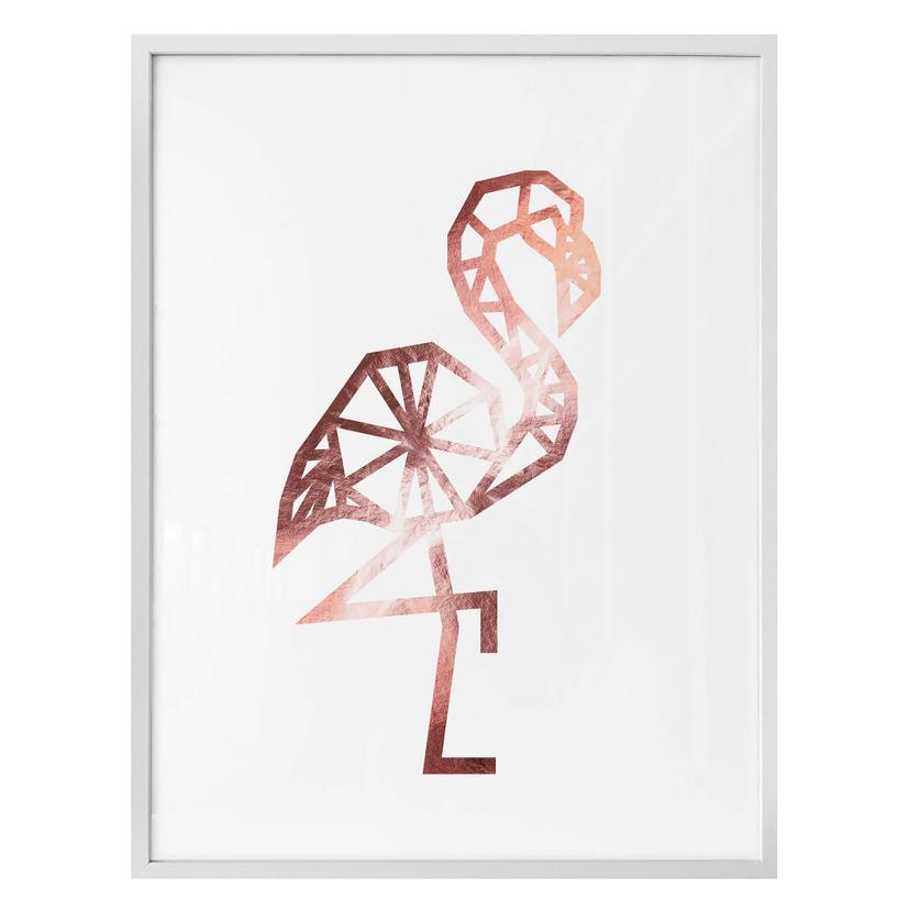 Plakat - Origami Flamingo - Kobberoptik