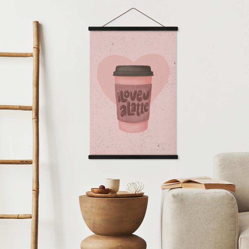 Textielposter Eleonora - Love you a Latte