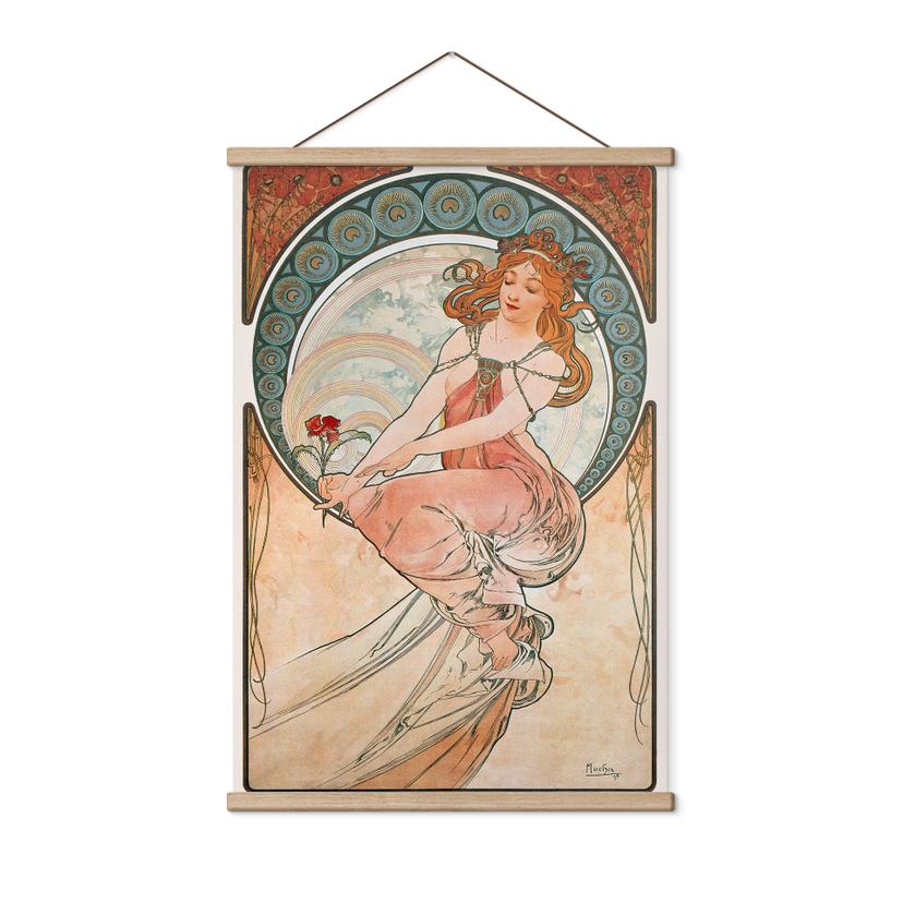Tekstil plakat Mucha - Fire kunstarter: Maleri