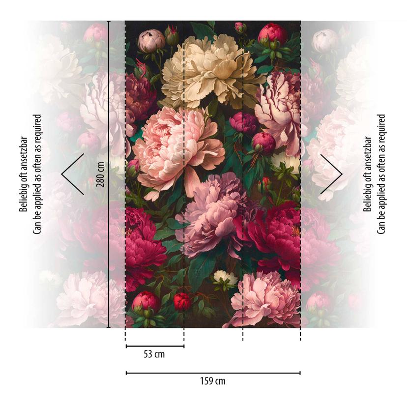 Carta da parati a fiori rosa rosso scuro - Carta da parati in tessuto non tessuto per la camera da l