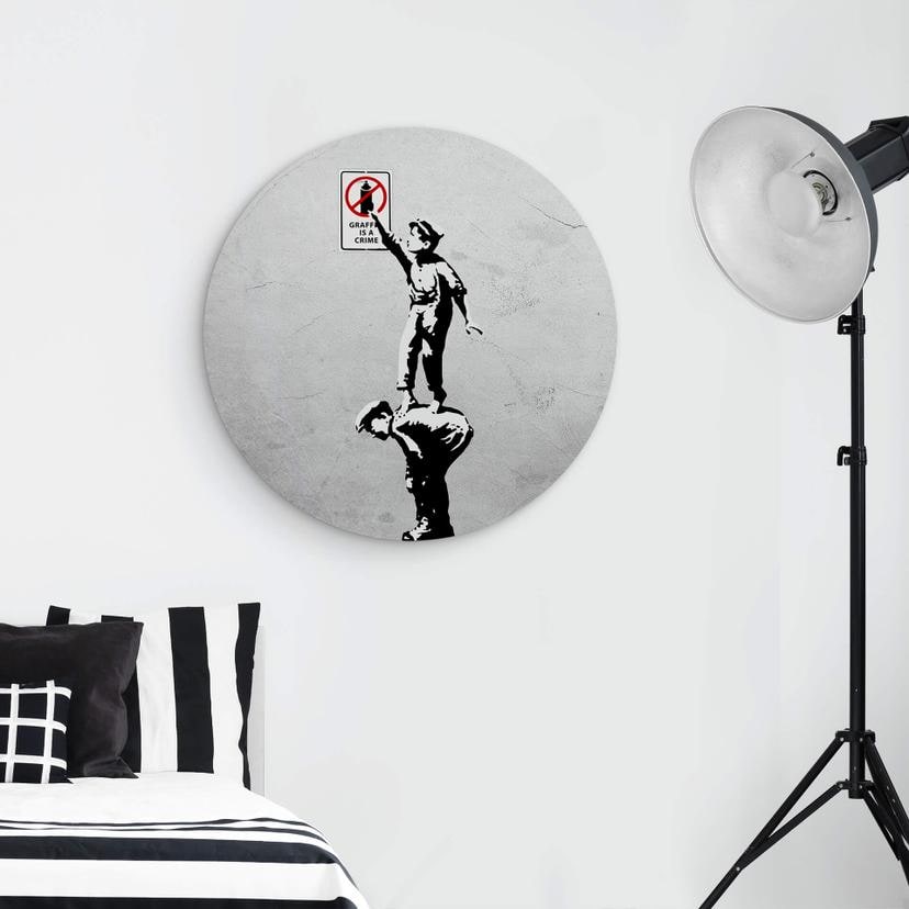 Alu-Dibond Banksy - Graffiti is a crime - Rund