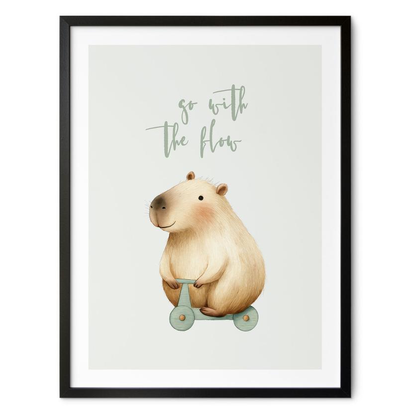 Børneplakat Capybara på rolle - Flow saying