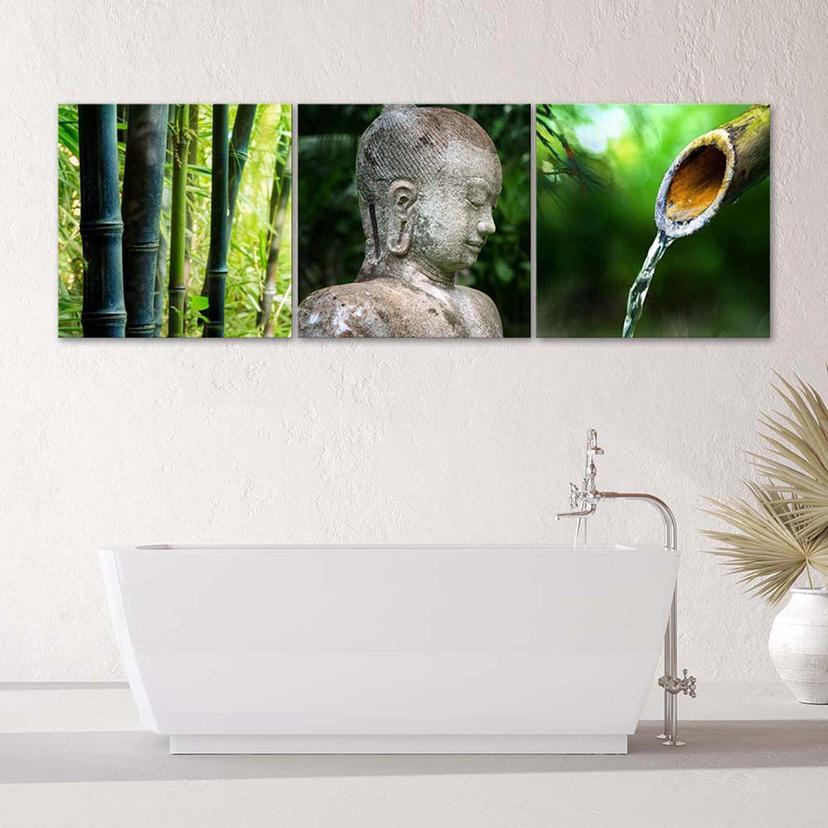 Stampa su tela 3 pezzi Bamboo Zen Buddha