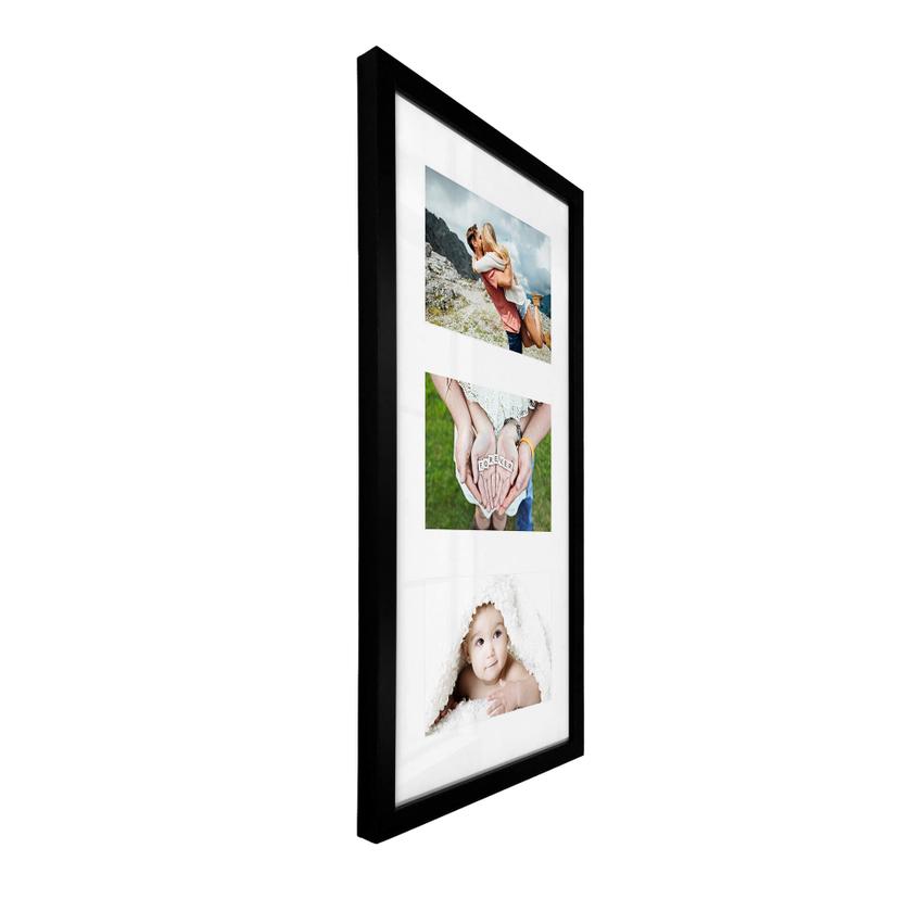 Cadre photo collage pour 3 photos - MDF noir - 23x46 cm