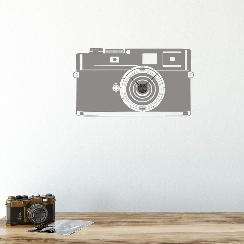 Wandtattoo Kamera Wanduhr - 117x66 cm