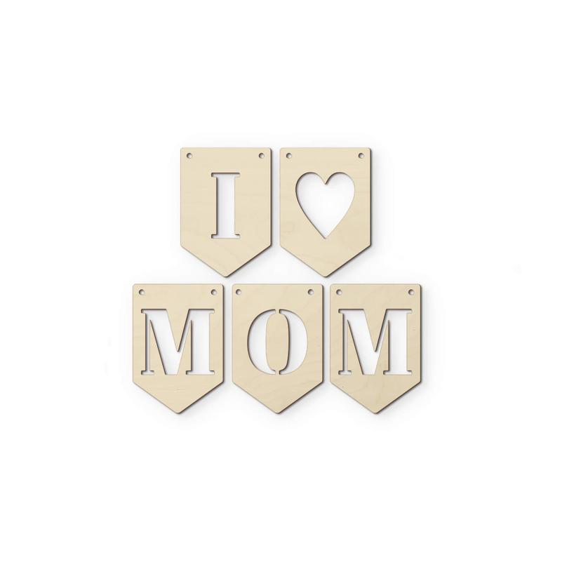 Decoro in legno - I Love Mom Set