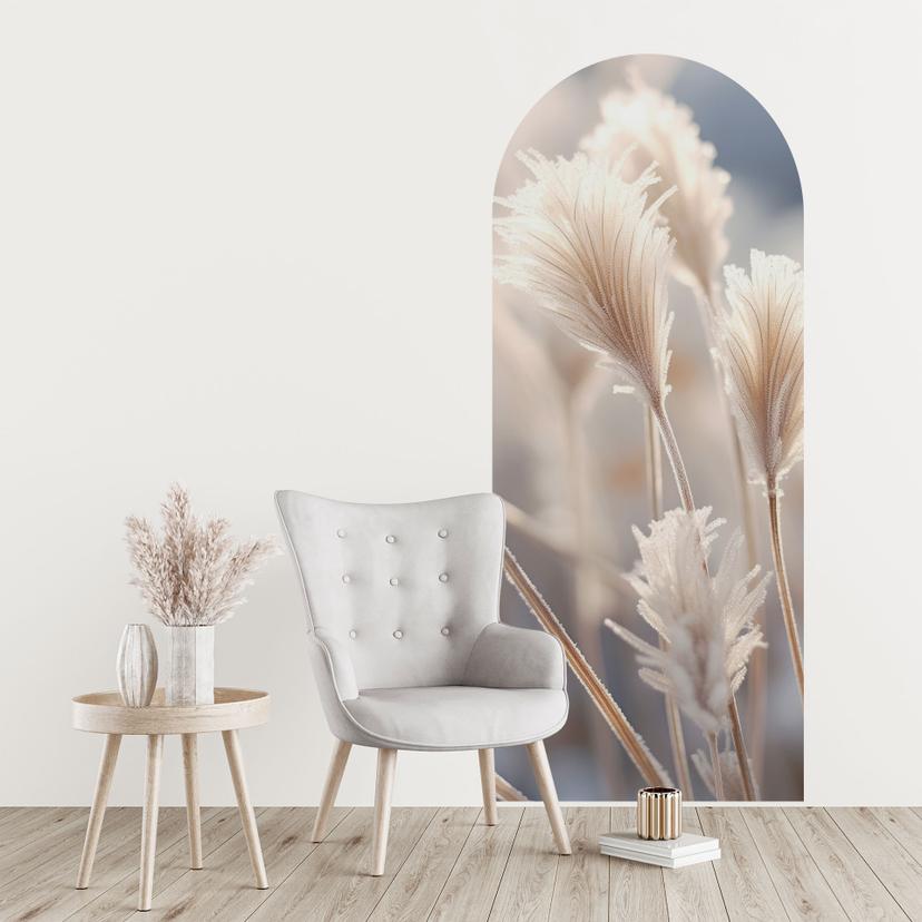Wallsticker rundbuevægpanel pastelfarvede græsser - Treechild - smal