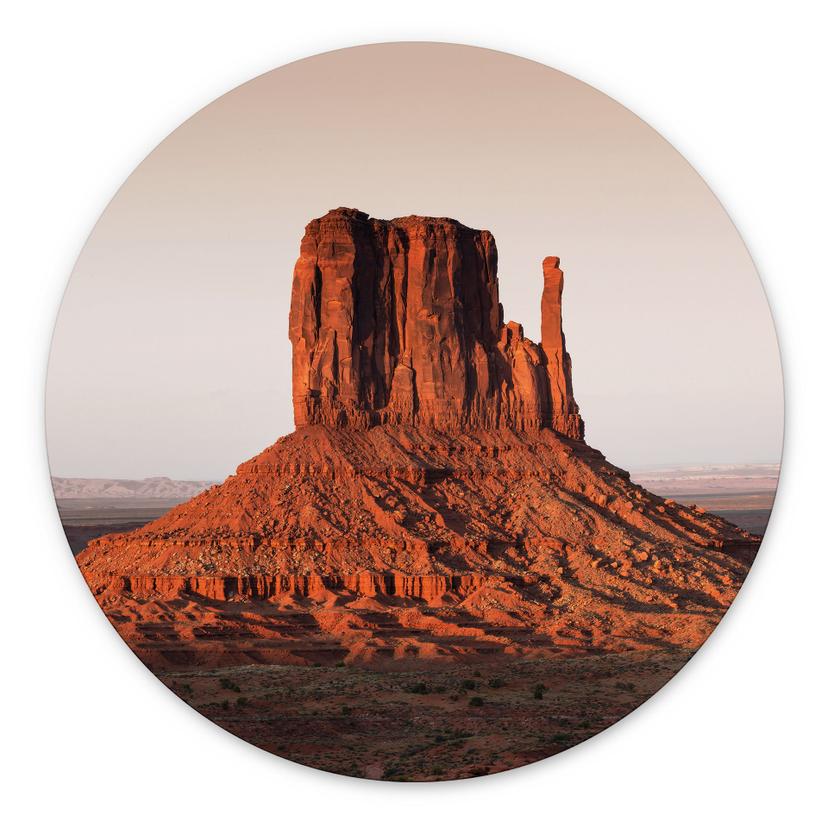 Klippeformation i Monument Valley - Hugonnard - Billede Rund – print på aluminium (Alu-Dibond)