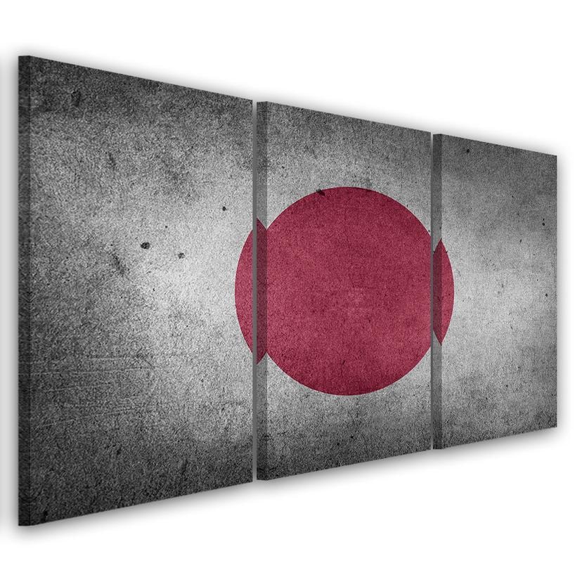 3 stykke lærredstryk, Japans flag