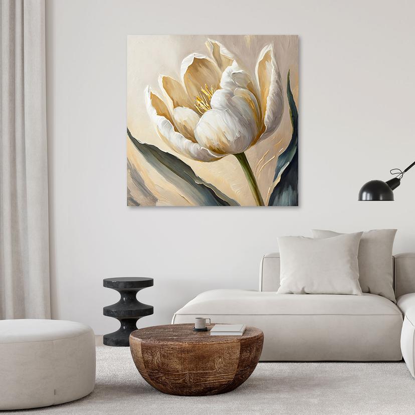 Stampa su tela, Fiori di tulipano dipinti di beige