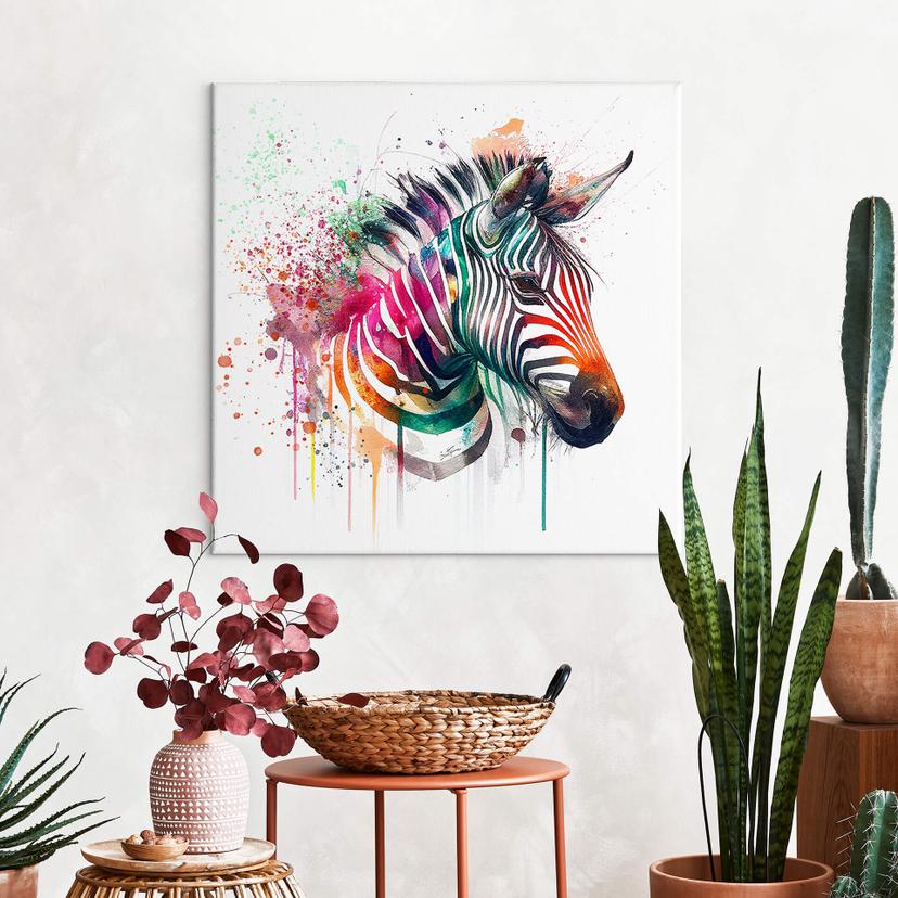 Stampa su tela Heine - Rainbow Zebra
