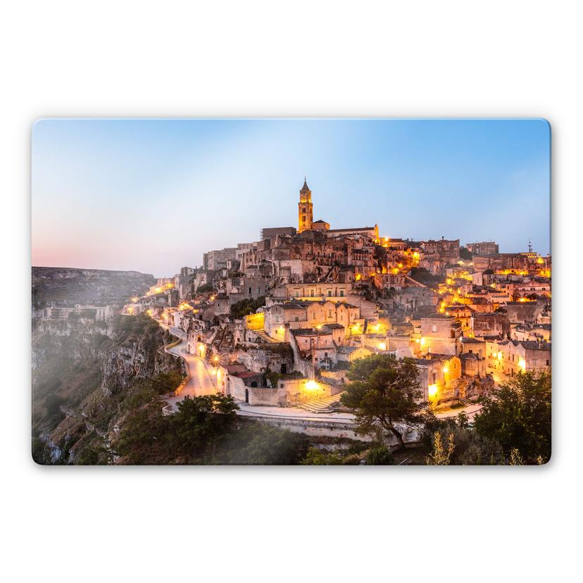 Glasschilderij Colombo - Matera in the Evening