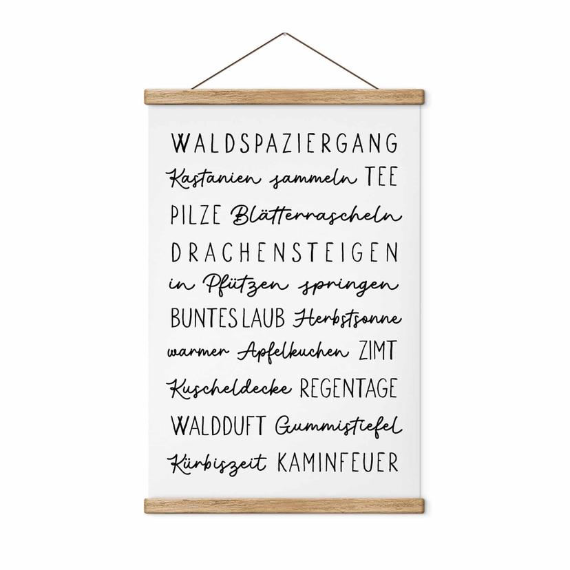 Stoffbild Herbstliche Worte - Typografie