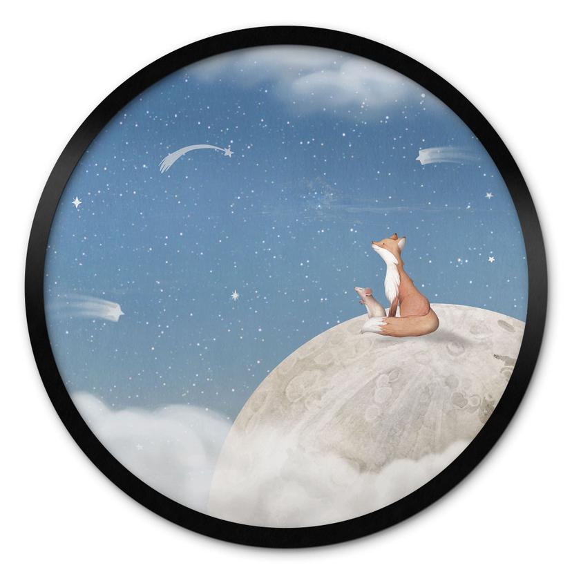 Plakat Ræv på månen med stjerneskud - Oliver Robins