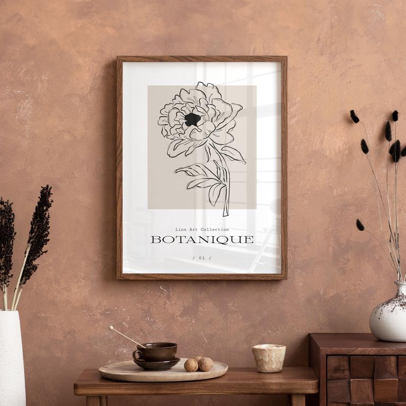 Póster lineal flor beige - Treechild