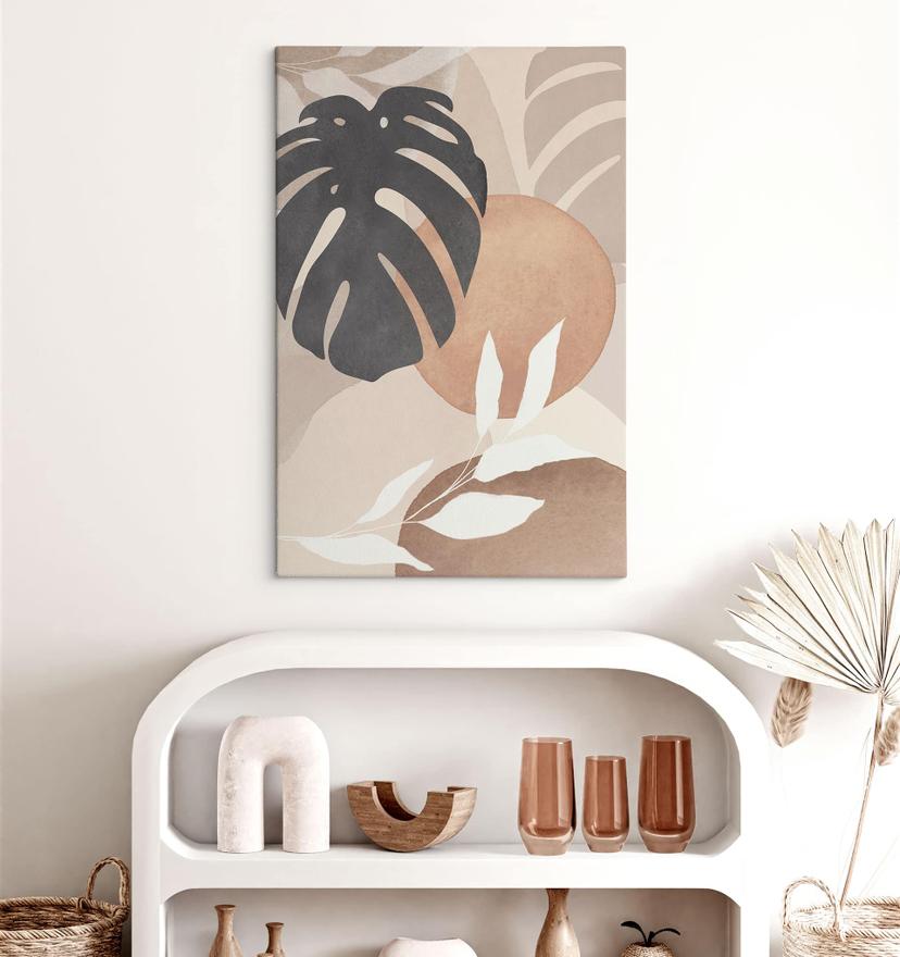 Stampe su tela con piante di Monstera Boho dai colori naturali - Melloi Art Prints