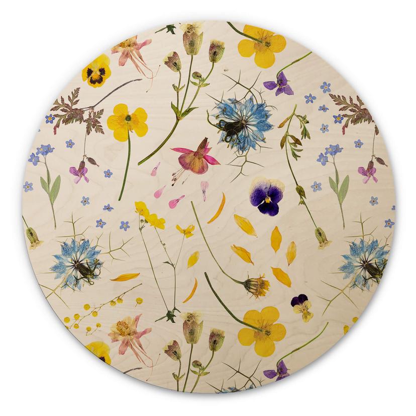 Cuadro de madera Diseños ONU - Flores secas - Redondo