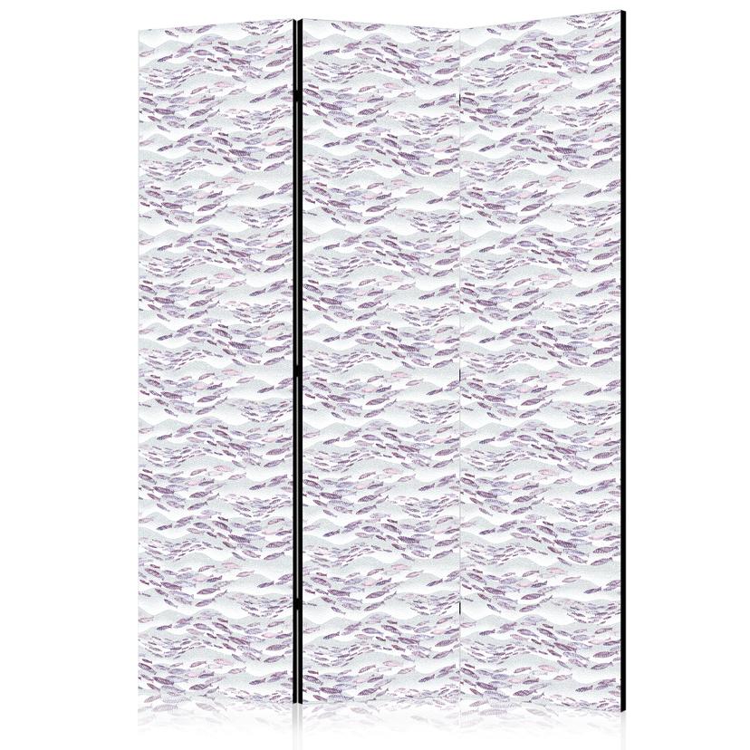 Paravent, Raumteiler freistehend, Trennwand - Fish in Subdued Colors Against Gray Waves