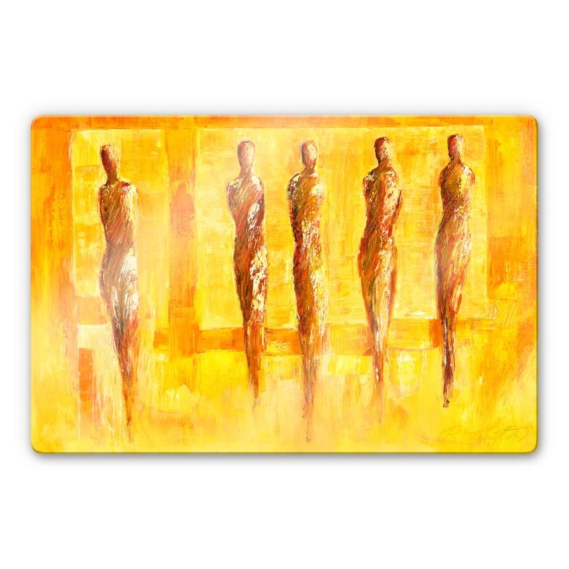 Glasbillede - Schüßler - Fem figurer i gul