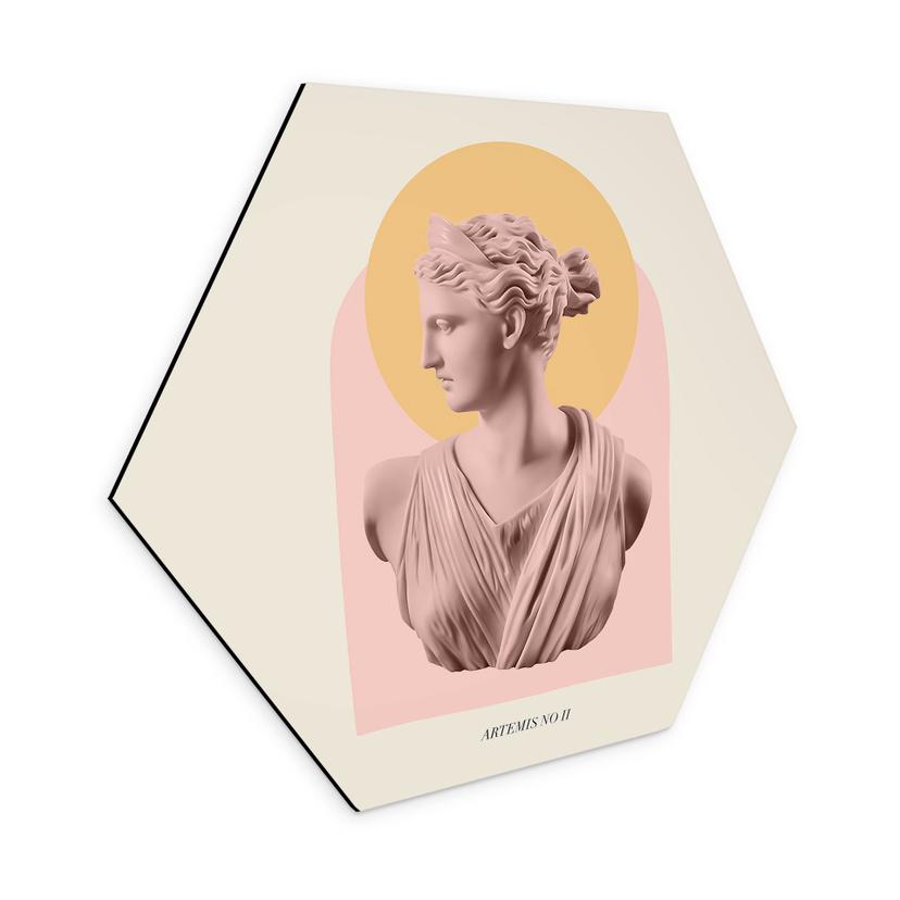 Hexagon Dibond Statue af gudinden Artemis - Grace Digital Art