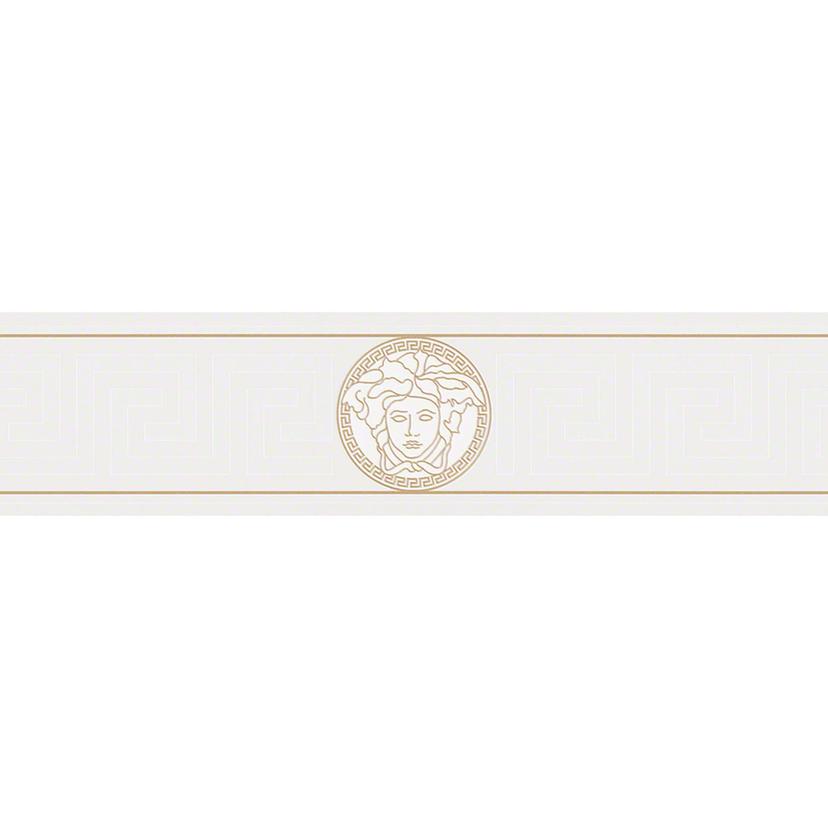Bordo decorativo Versace Wallpaper Greek colore metallizzato, bianco