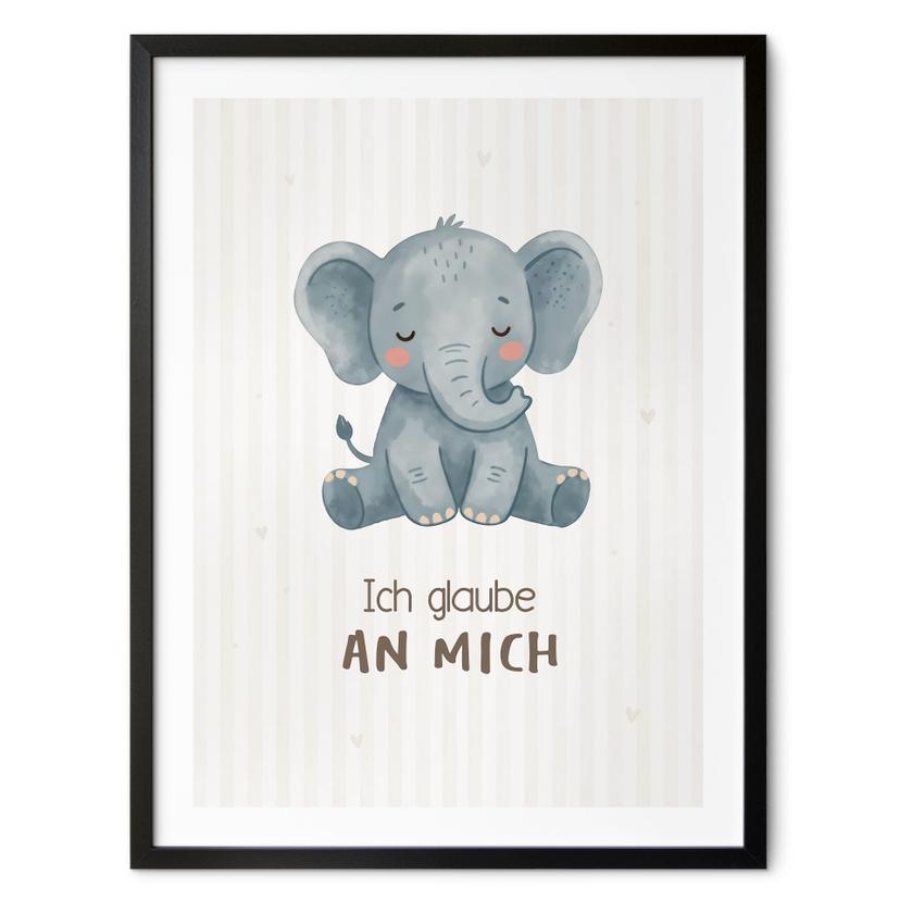 Kinder-Poster 'Ich glaube an mich' mit Elefant