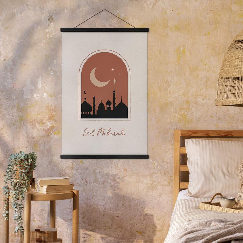 Stampe su tessuto Eid Mubarak di notte