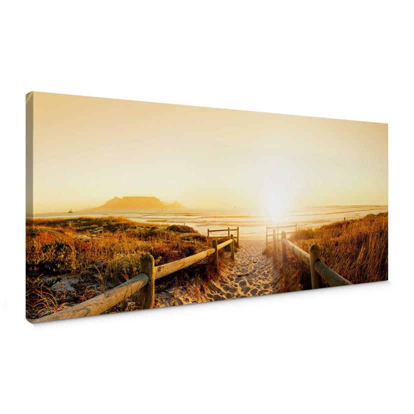 Solnedgang ved stranden - Lærredsprint