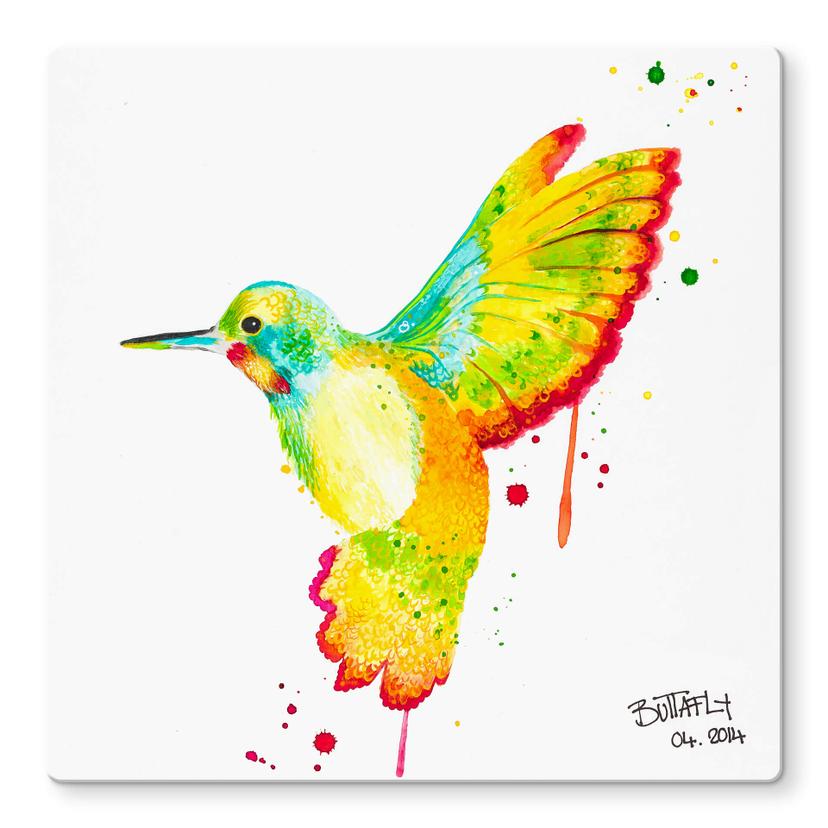 Tableau en verre - Buttafly - Colibri - carré