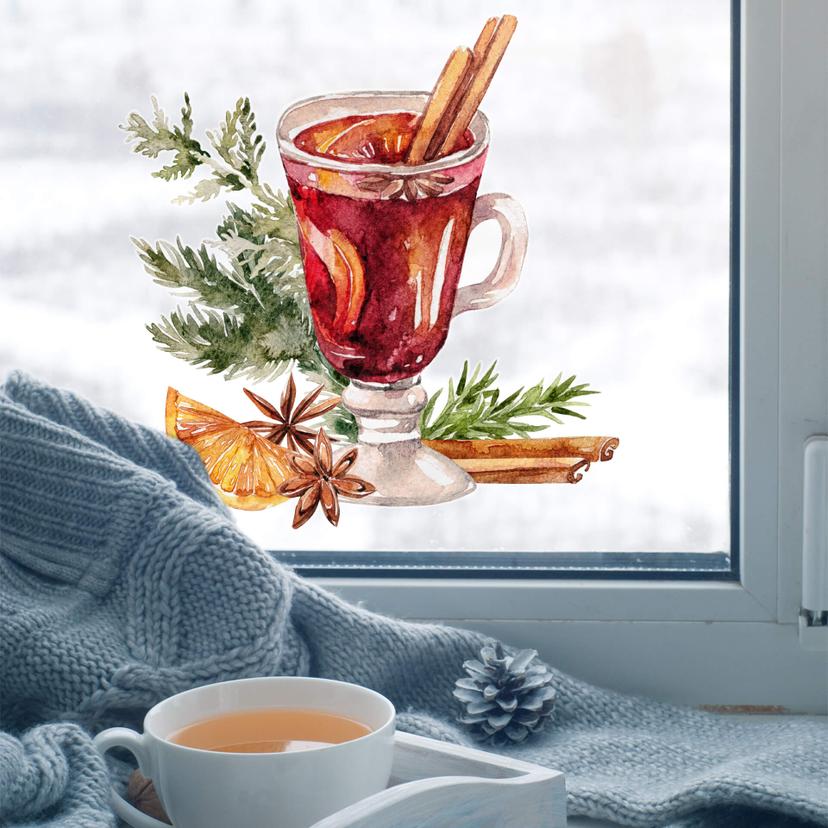 Cuadro de ventana Un vaso de vino caliente