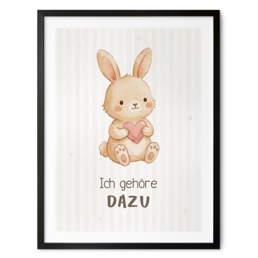 Affirmationsposter 'Ich gehöre dazu' mit Hase für Kinder