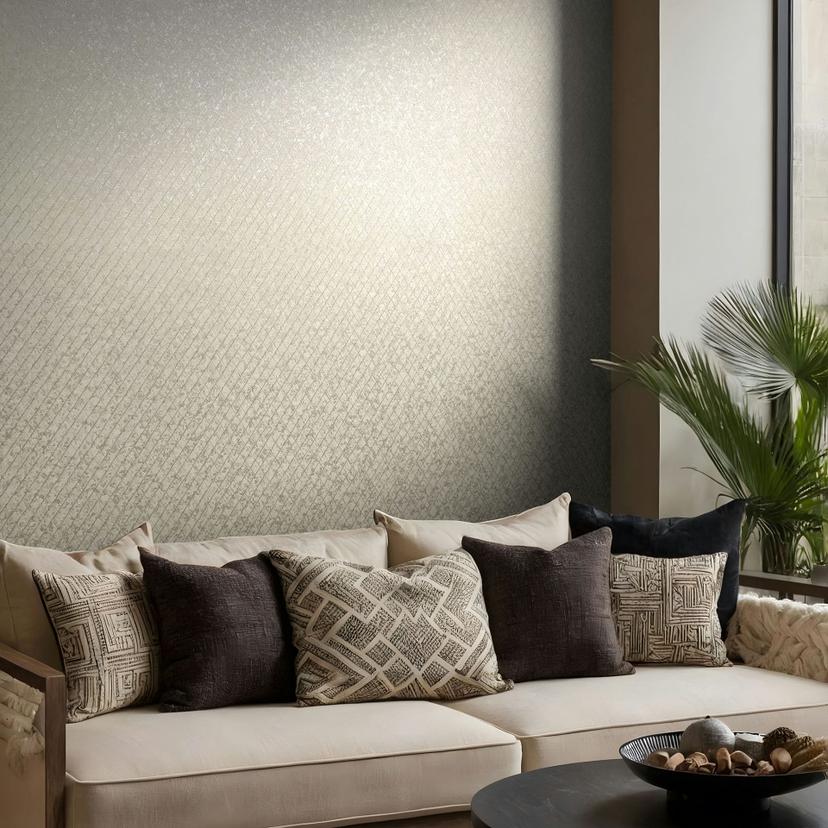 Non-woven tapet i beige diamantmønster grafisk geometrisk