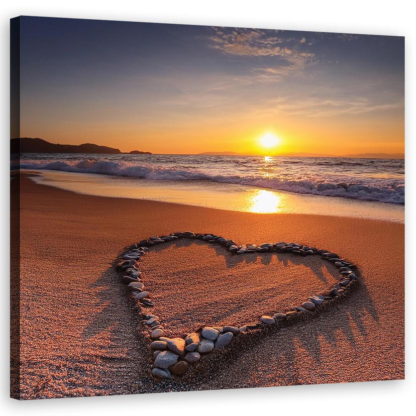 Leinwandbild Herz Liebe Strand
