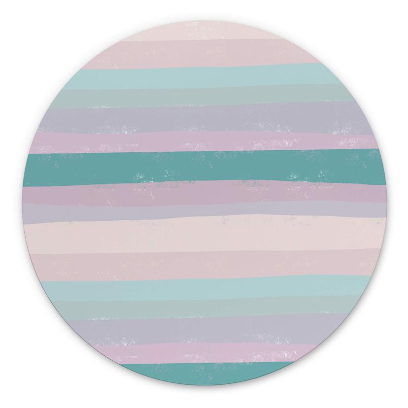 Vægcirkel Uplusmestudio - Coloured Stripes – print på aluminium (Alu-Dibond)