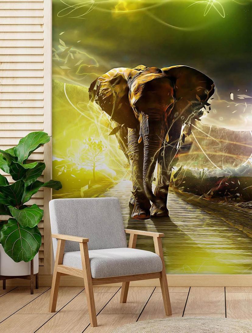 Fototapete, Neon Elefant Tier